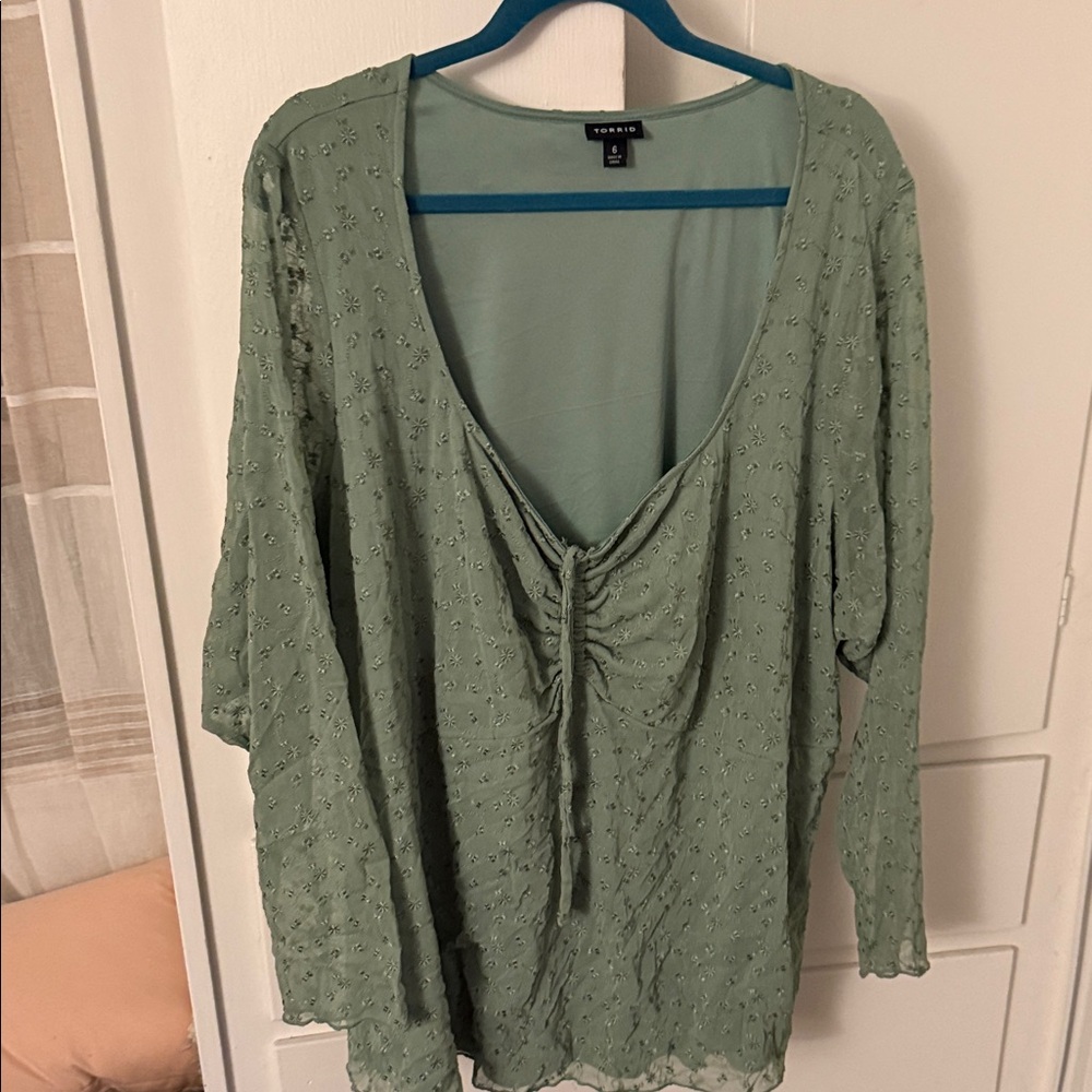 6X Torrid Sage Green Long Sleeve Top